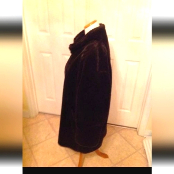 RARE VINTAGE BRoWN ReVERSIBLE ~ PLUSH Nylon & Faux FUR STRoLLer COAT SIZE SMALL - Picture 4 of 6